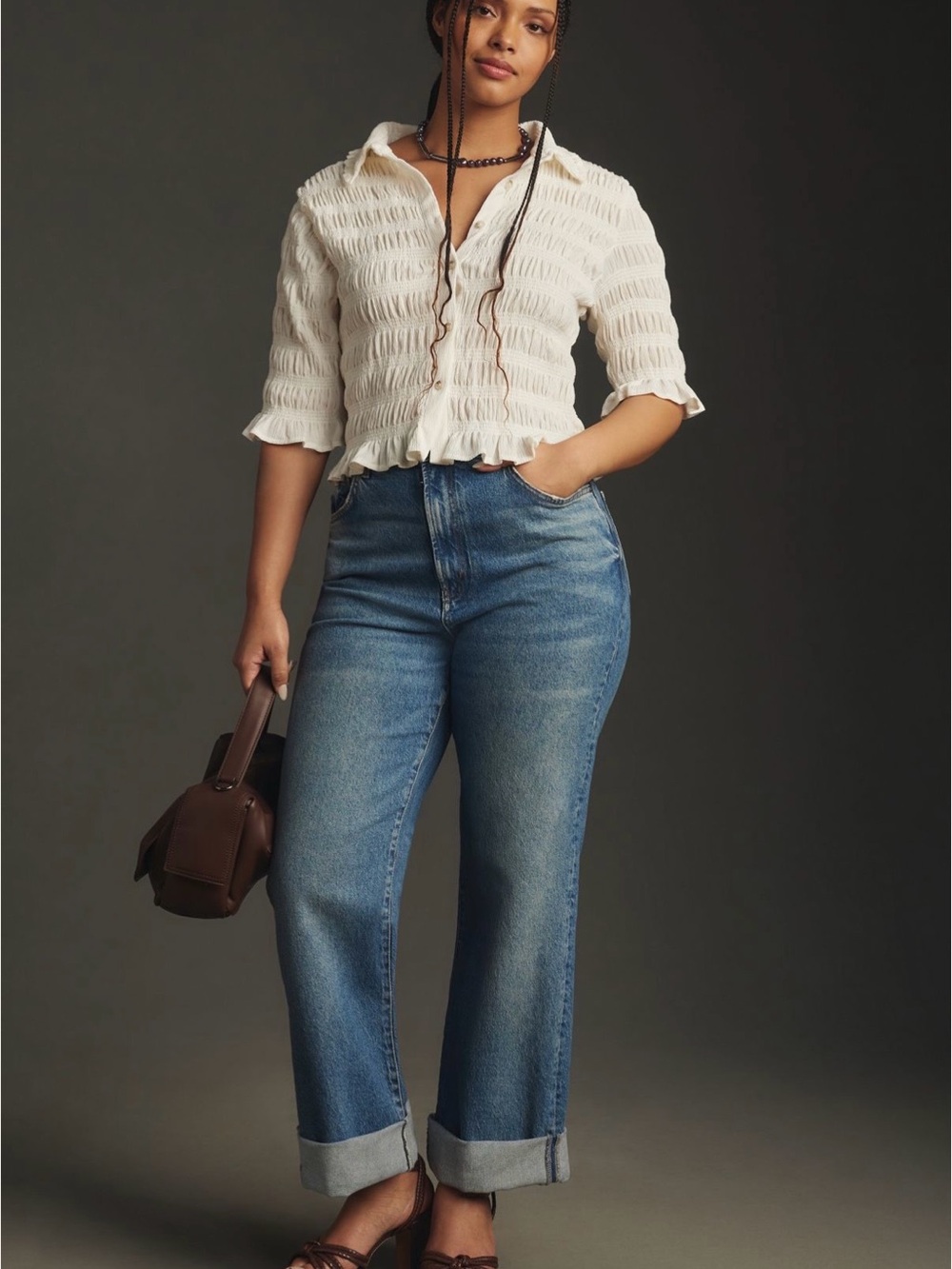 *In store currently* Anthropologie Maeve Smocked Button-Front Top - Picture 2 of 9
